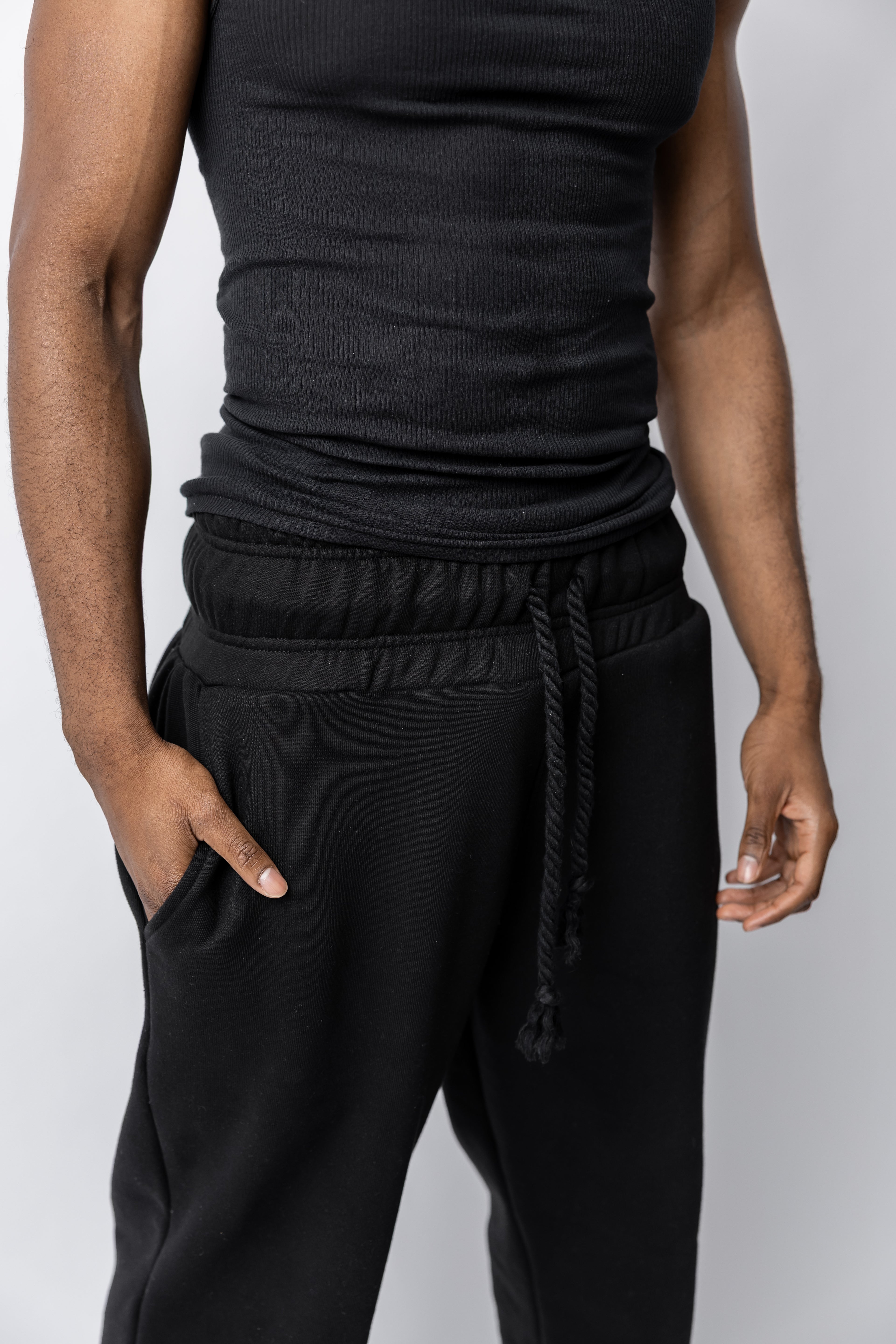 Matte Black rope sweatpants